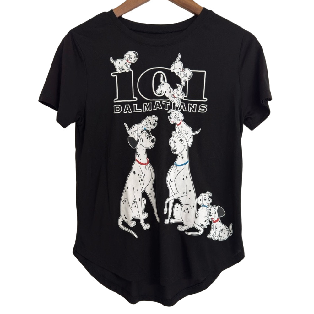 Disney 101 Dalmatians Black Short Sleeve Hi-Lo Tshirt Juniors Size M (7/9)